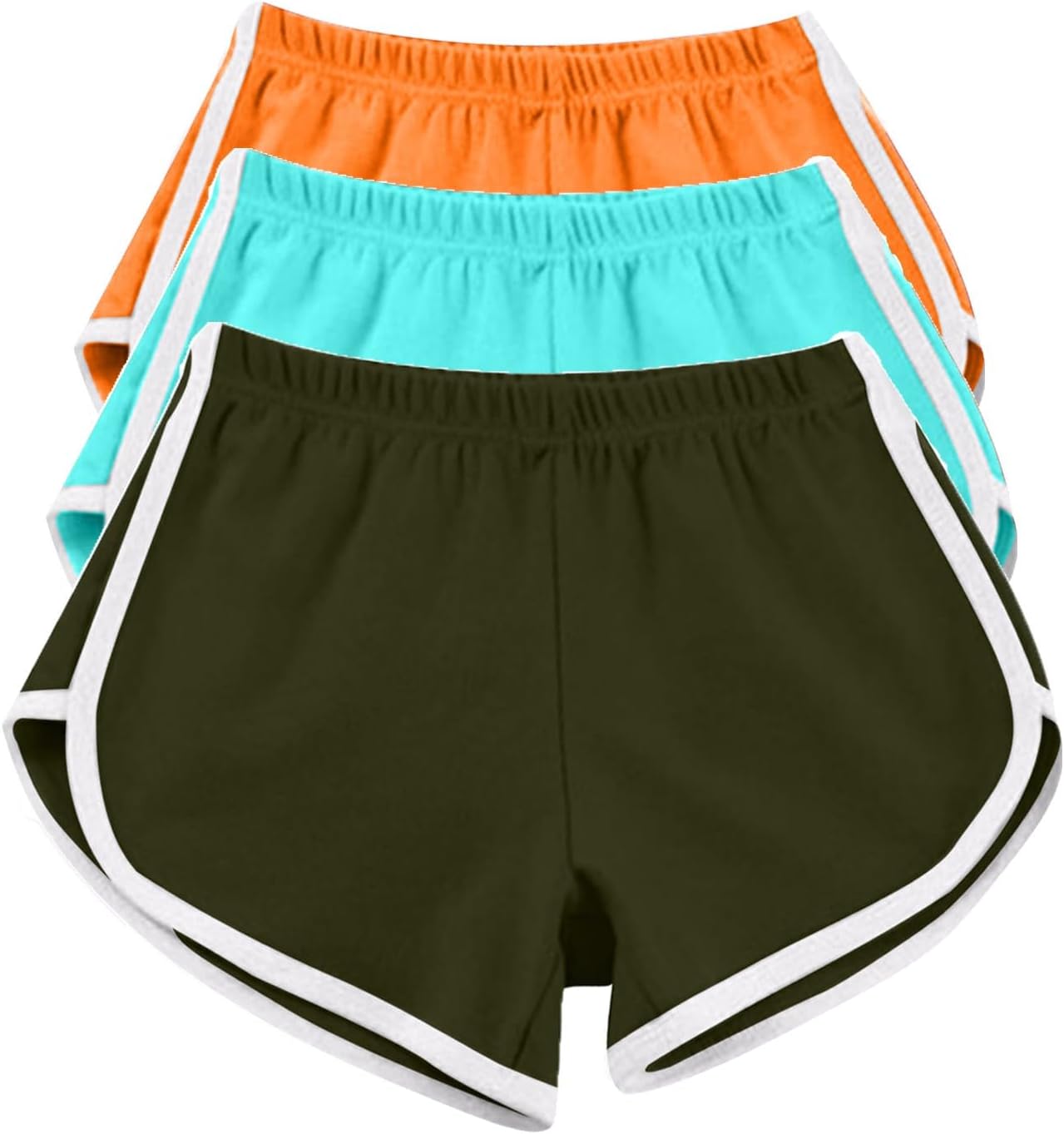 Athletic Shorts for Women 3 Packs Elastic Waist Color Block Lounge Yoga Shorts Comfy Running Biker Workout Shorts