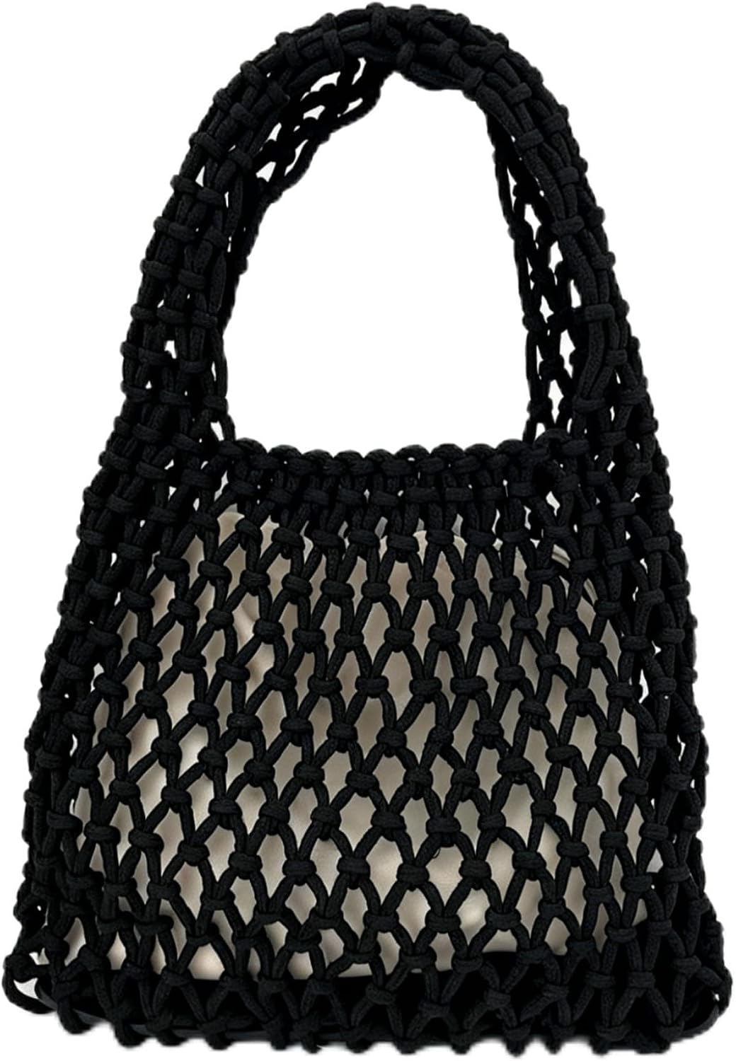 Women's Cotton Rope Mesh Tote Bag Black
