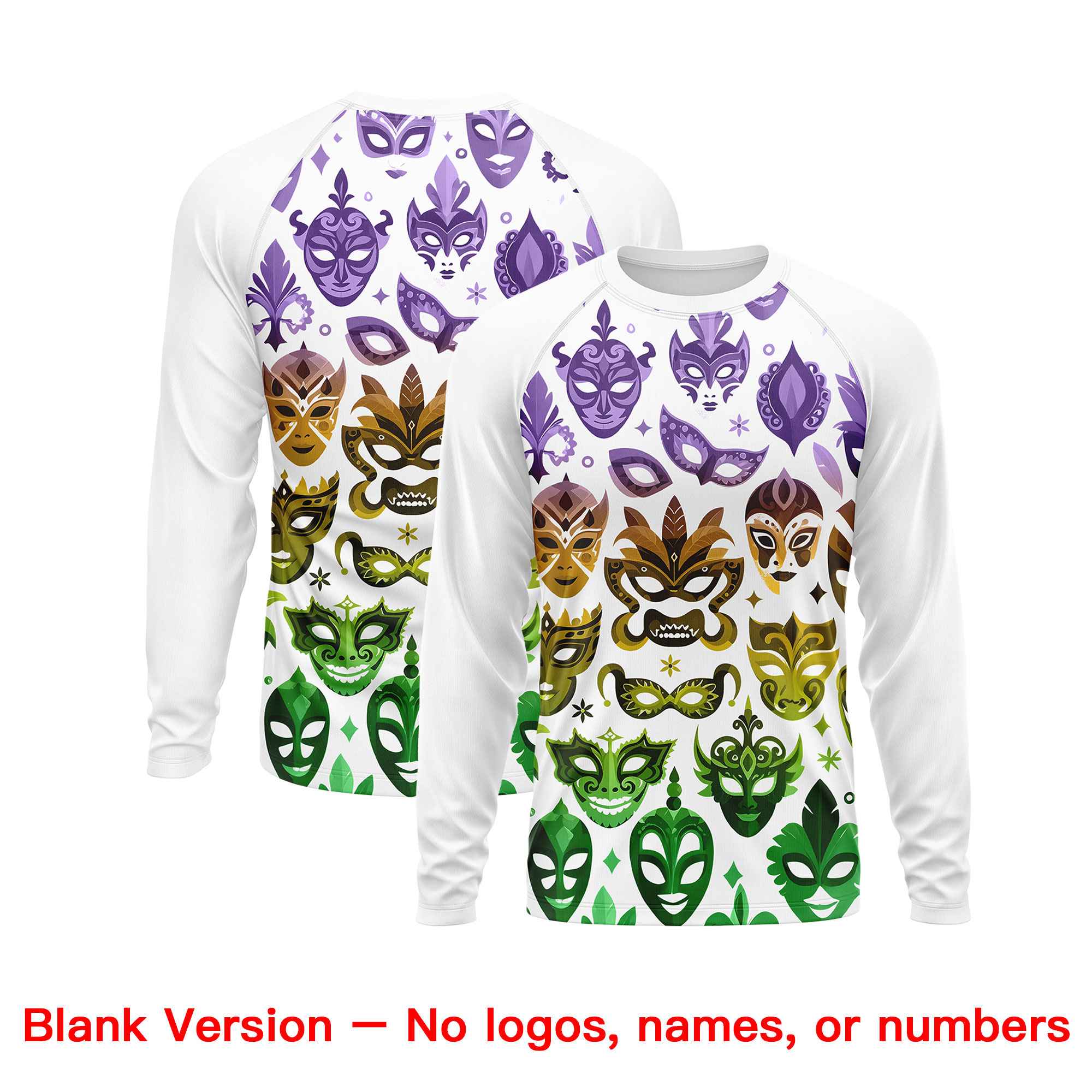 Benutzerdefiniertes, personalisiertes Mardi Gras Langarm-Performance-T-Shirt mit Rundhalsausschnitt