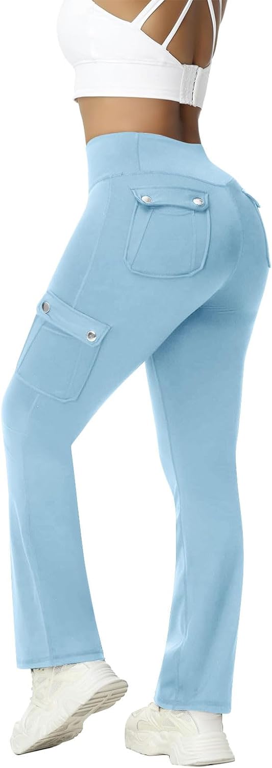Cargo Leggings with Pockets for Women Scrunch Butt Lifting Workout High Waisted Gym Yoga Pants