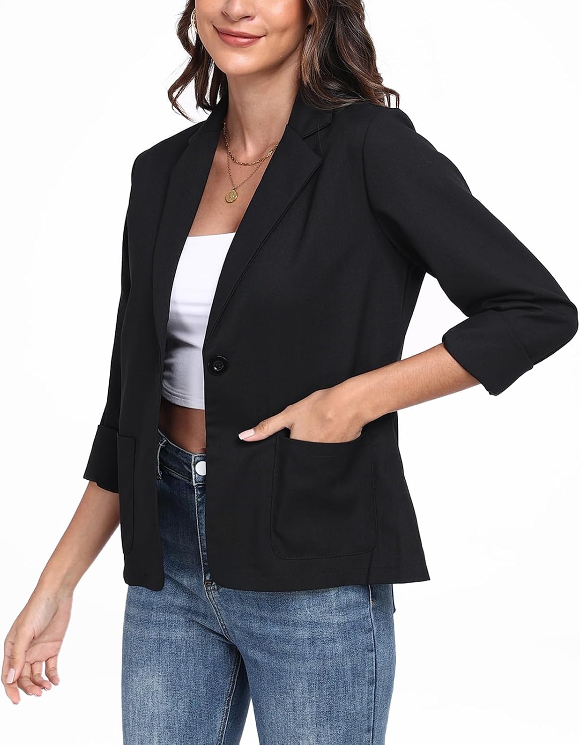 Womens Linen Blazer Long Sleeve Lightweight Work Office Jackets Summer Lapel Button Blazers with Pockets Womens Linen Blazer Long Sleeve Lightweight Work Office Jackets Summer Lapel Button Blazers with Pockets