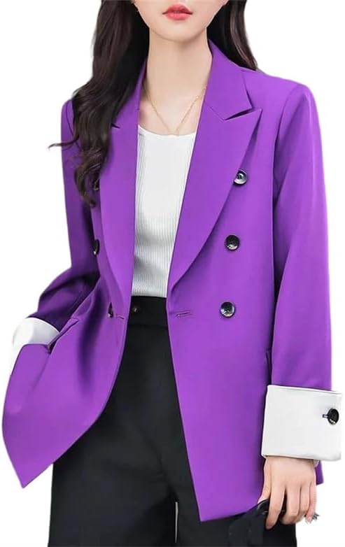 Women Long Sleeve Double Breasted Office Blazer Business Work Wear Formal Jacket Casual Coat