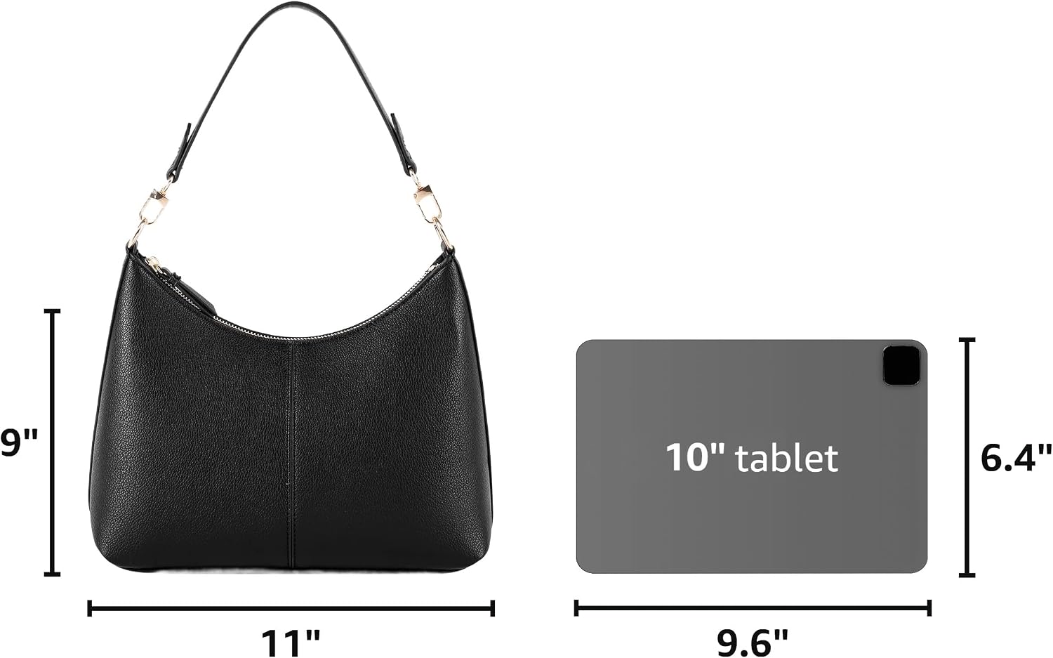 Women's Black PU 2-Way Shoulder Crossbody Bag Rose Gold