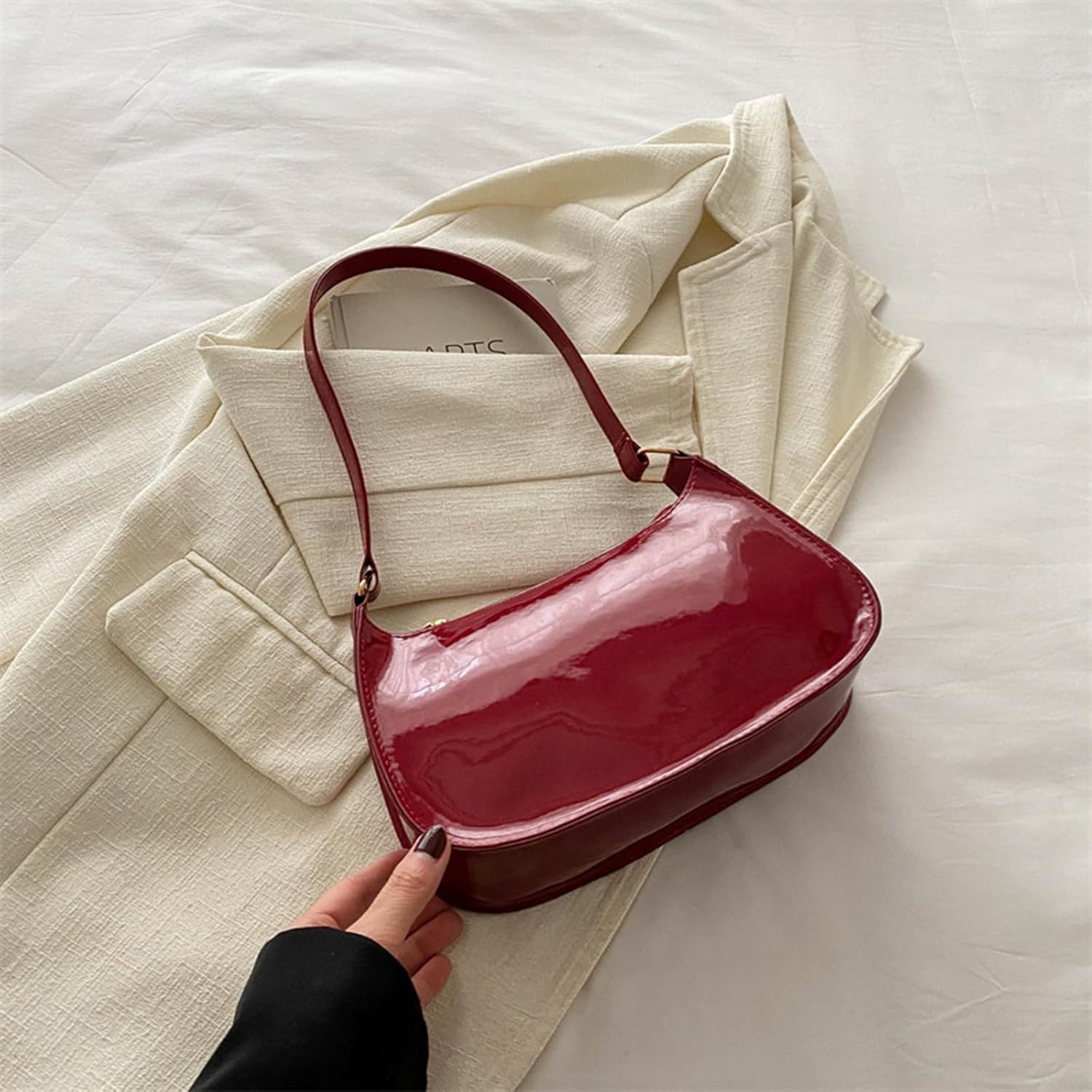 Contemporary Shoulder Bag Purse with Zippered Closure Stylish Underarm Bag PU Leather Satchel Handbag for Women Women & 39 s Out Contemporary Shoulder Bag Purse with Zippered Closure Stylish Underarm Bag PU Leather Satchel Handbag for Women Women & 39 s Out
