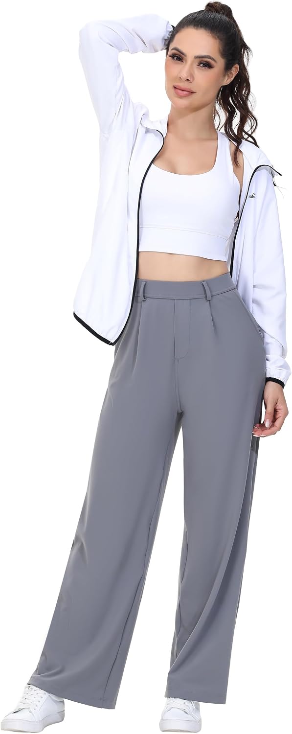Women's High Waisted Wide Leg Dress Pants with Pockets