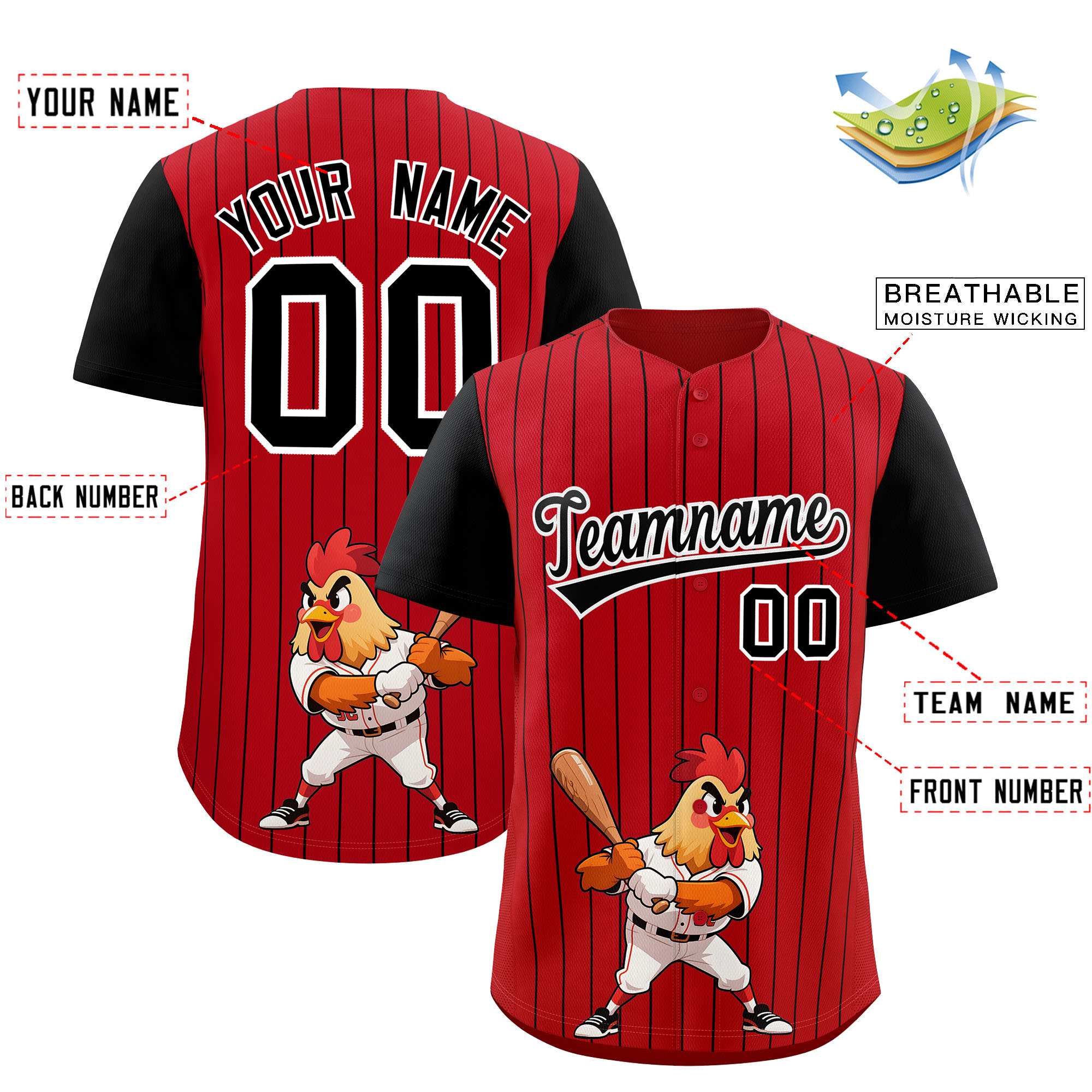 Authentisches Baseball-Trikot mit individuellem Streifen-Tiere-Graffiti-Muster, Raglanärmeln Authentisches Baseball-Trikot mit individuellem Streifen-Tiere-Graffiti-Muster, Raglanärmeln