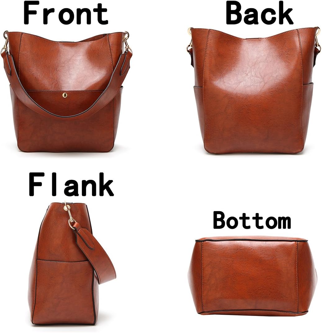 Women's PU Leather Hobo Tote Bag Brown