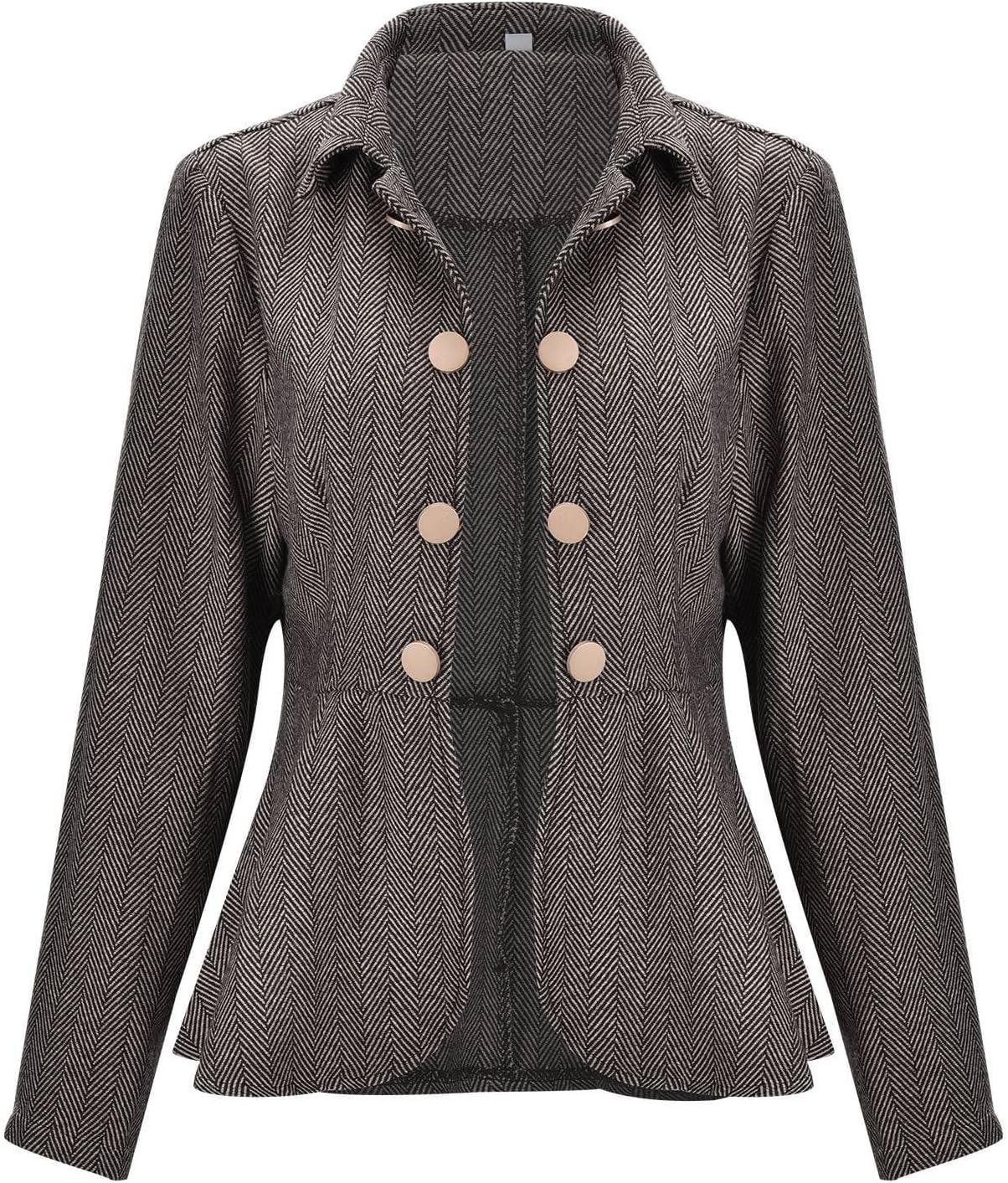 Womens Business Blazer Jackets Ruffle Hem Lapel Collar Office Work Suit Jacket Button Casual Open Front Cardigan Coat