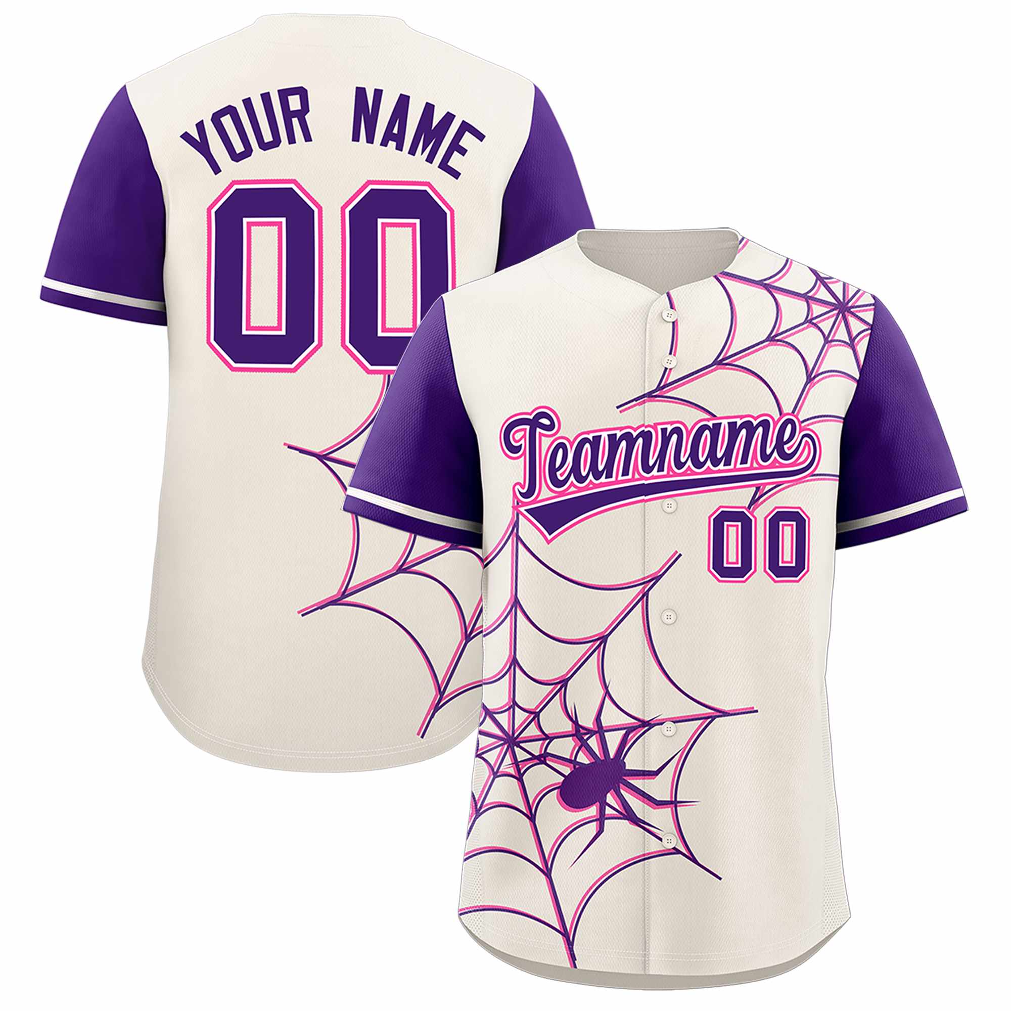 Benutzerdefiniertes Spinnennetz-Muster, Raglanärmel, authentisches Baseball-Trikot