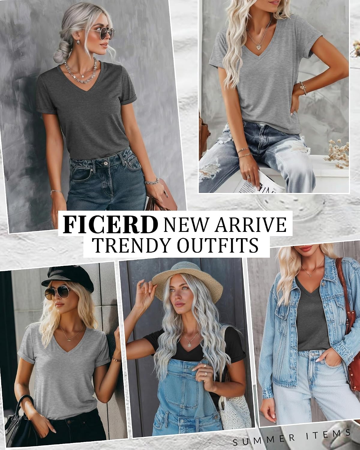 Women's 3 Pack Rolled Sleeve V Neck T-Shirts